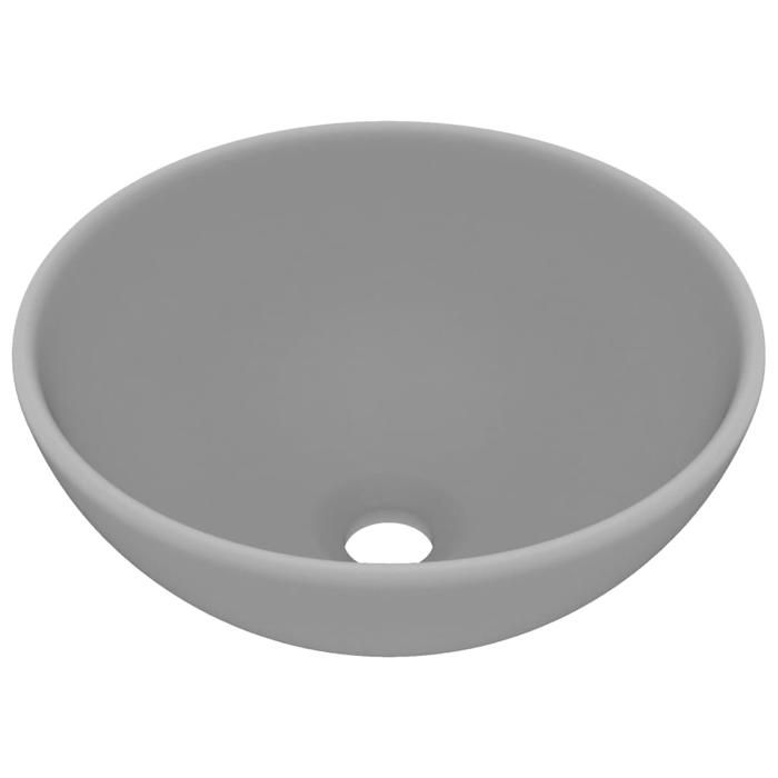 VidaXL Lavabo Rond de Luxe de Salle de Bain Vasque à Poser de Toilette Lave-mains Salle Cosmétique Intérieur Gris Clair Mat 146971