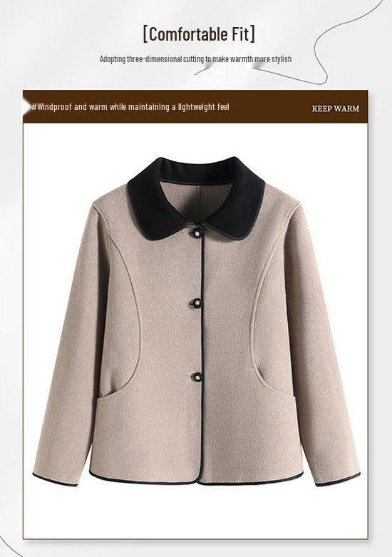 2026 Spring Elegant Woolen Lapel Coat for Middle-aged To Elderly Women