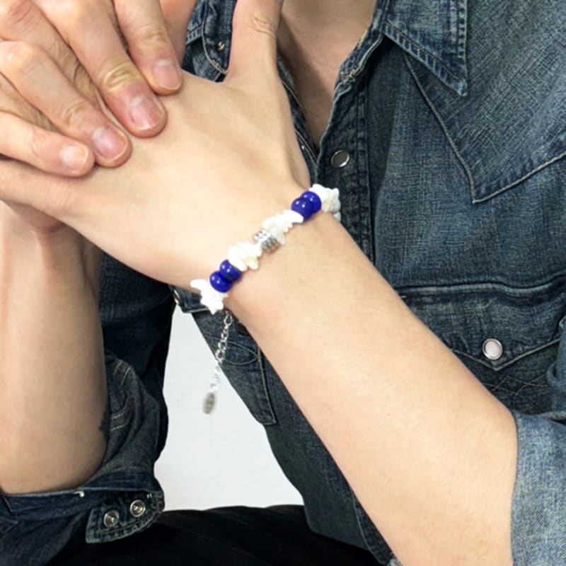 S SY [natural] santorini lapis & pearl bracelet