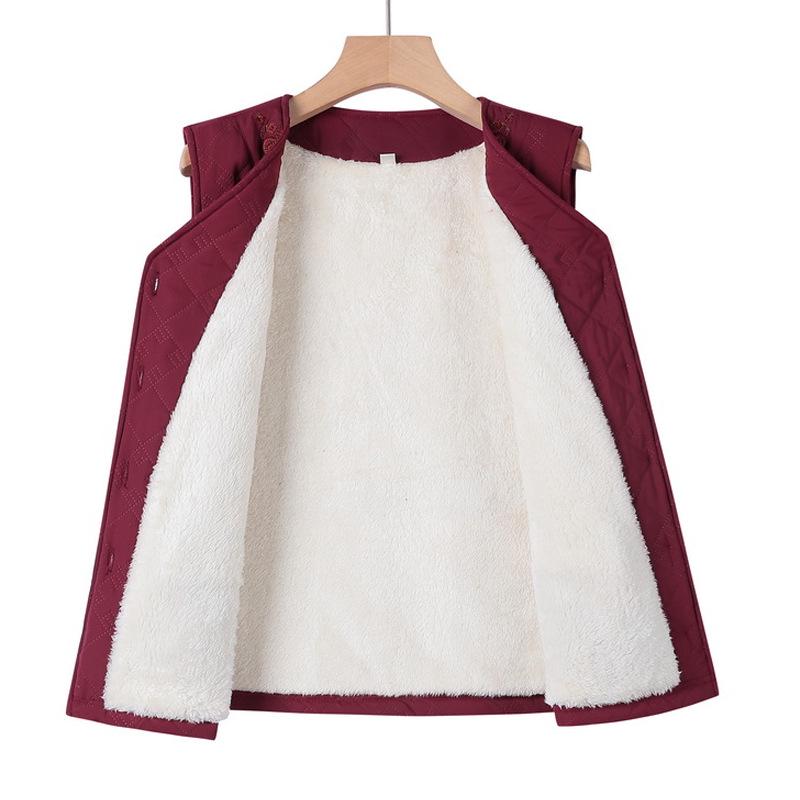 Damen Übergröße Fleecegefütterte Ärmellose Jacke - Warme Baumwollweste für Senioren für Herbst/Winter