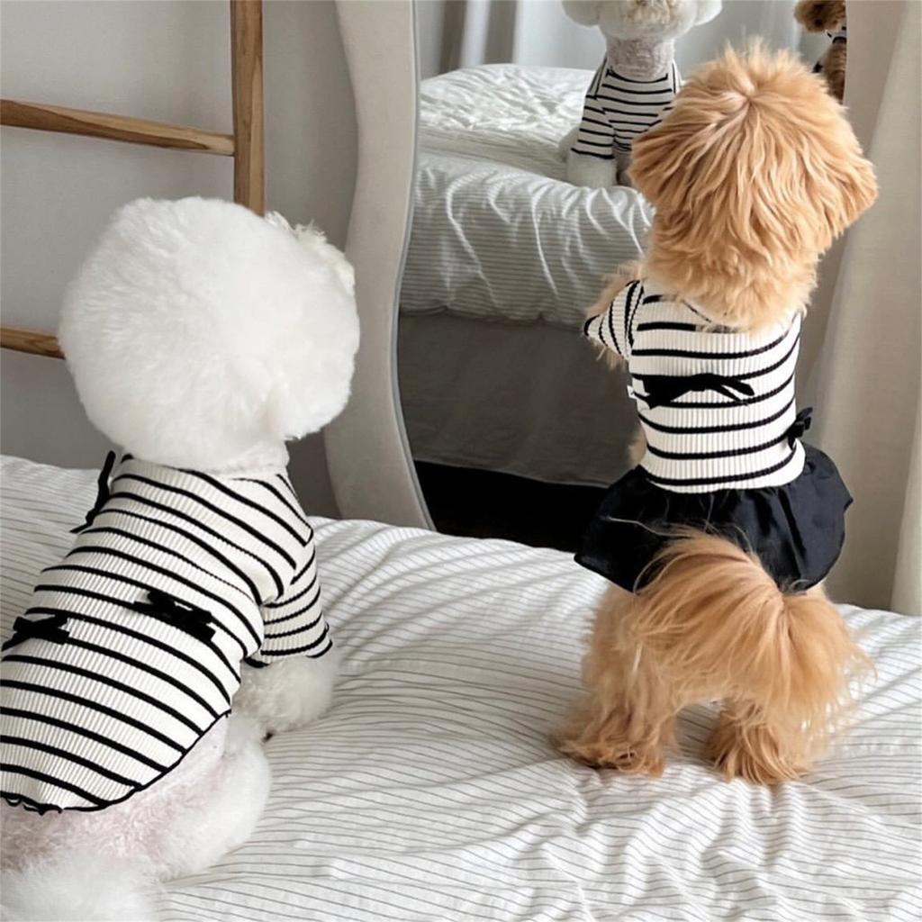 Puppy Dress Skirt Cats Beach Skirt Bowknot T-shirt Dress Beach Puppy Dog and Cats Princess Holiday Wedding