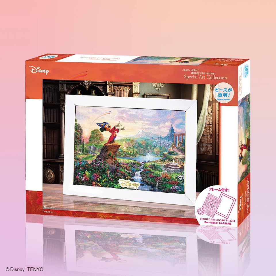 Tenyo in 266 Piece Stained Art Gyutto Series Jigsaw Puzzle Disney Fantasia Thomas Kinkade Studios Frame Included Stand Bar Included Emblem Plate