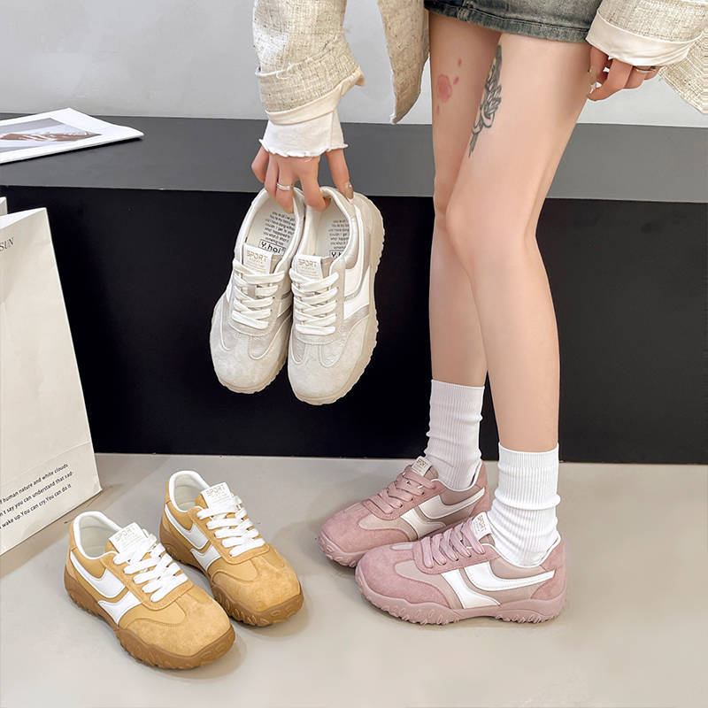 Korean Versatile German Training Shoes for Women's Autumn New Thick-soled Feet, Small and Light Forrest Gump Shoes, Niche Retro Dad