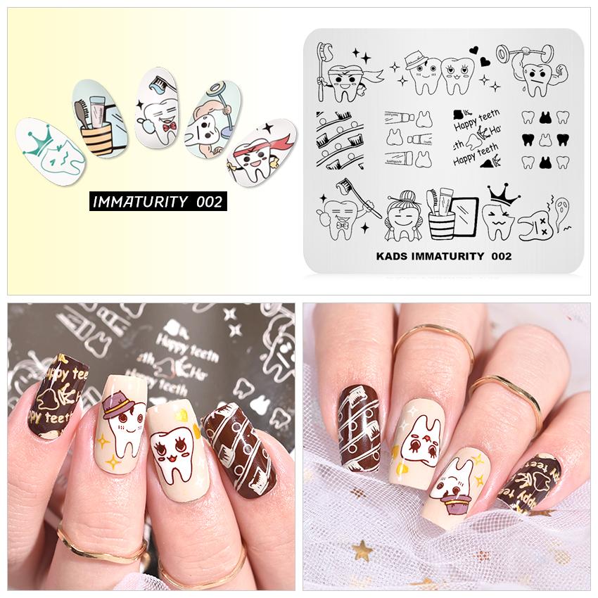 KADS Immaturity 002 Nail Stamping Plates tooth Designs Nail Art Stamp Template Plate DIY Manicure Decoration