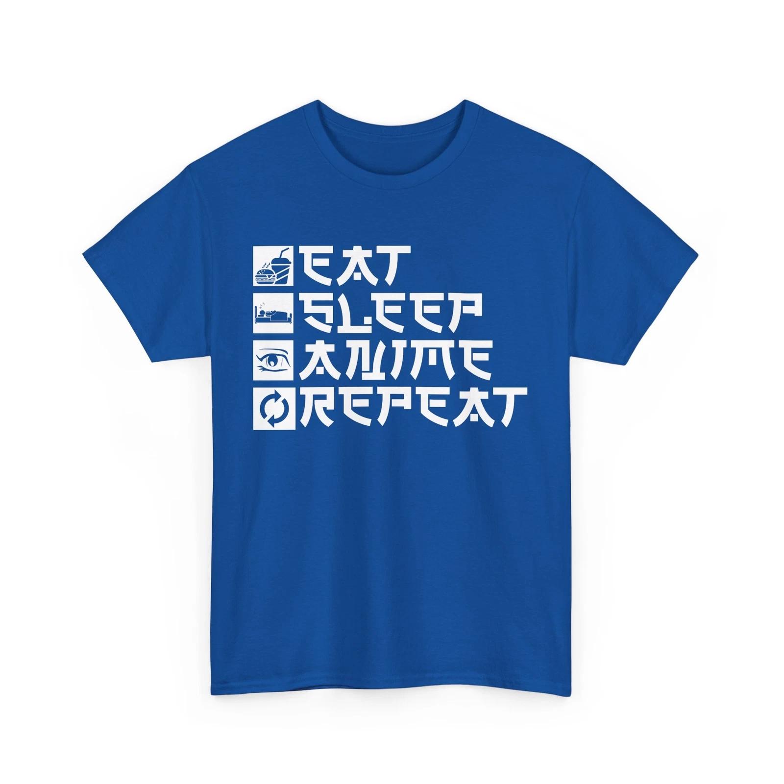 Eat Sleep Anime Repeat T-Shirt | Manga Style Graphic Shirt | Otaku Vibe Gift S