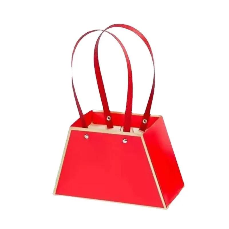 Wedding Party Valentine'S Day Rose Flower Gift Box Carry Bag Flower Box Portable Flower Bouquets Packaging Box Basket Storage