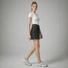Stylish High-Waist Slit Faux Denim A-line Mini Skirt