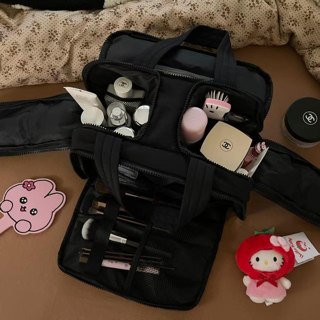 Durable Waterproof Double-Opening Makeup Bag - Large Capacity, Portable & High-Value for Travel