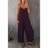 Women's V-Neck Spaghetti Strap Rompers Loose Wide Leg Long Jumpsuit With Pockets