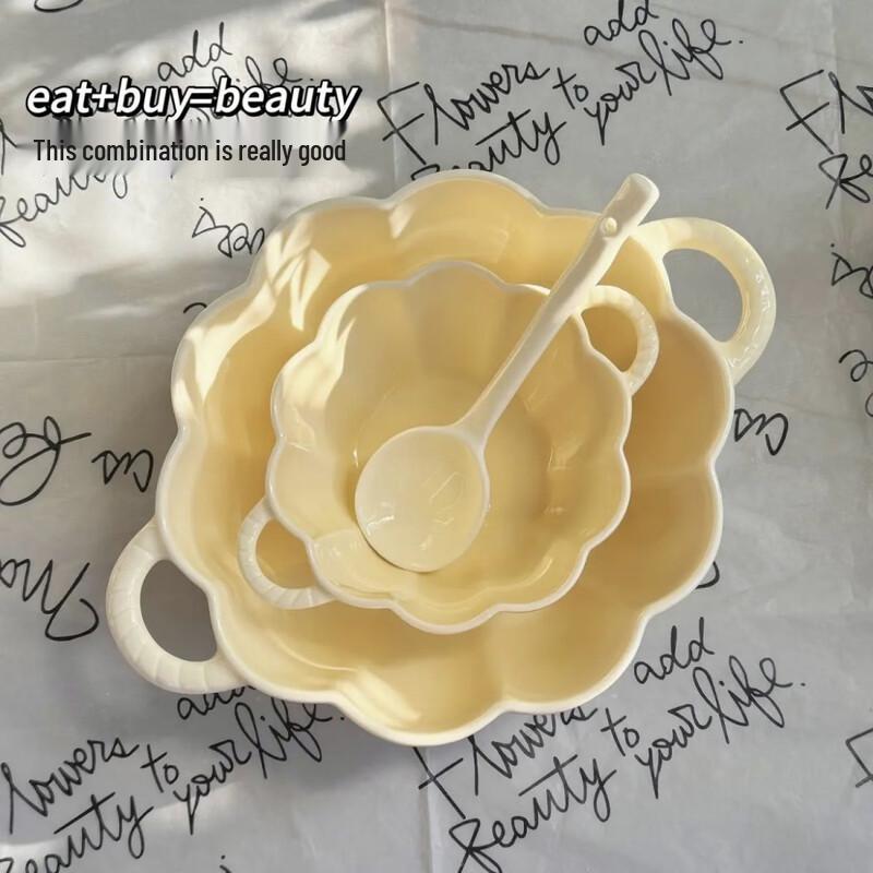 Ceramic Pumpkin Double-Handle Bowl Set Large & Small