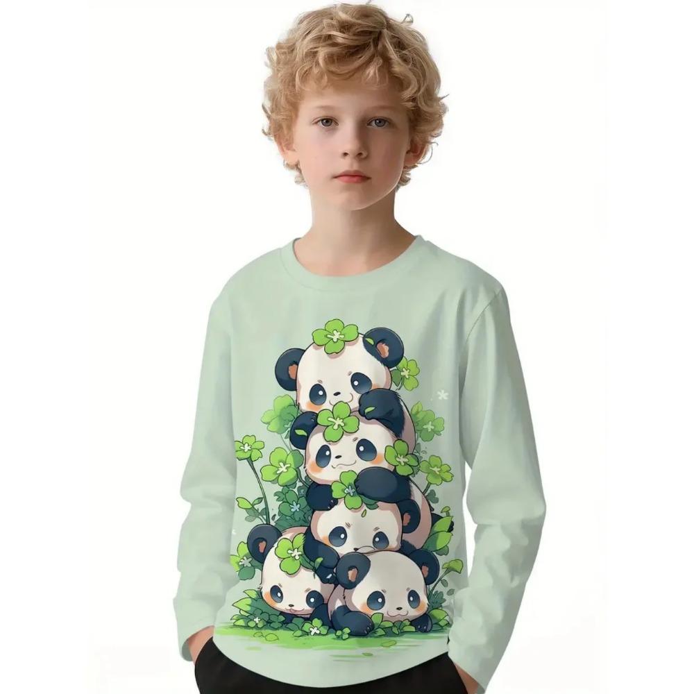 

Весенне-осенний топ с круглым вырезом и 3D-принтом животных, модная повседневная детская футболка с длинным рукавом для мальчика 160