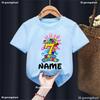 Colorful 7th Happy Birthday Game Sprunki Printed T Shirt For Girls/Boys Custom Name Birthday Party Kids Clothes Summer T-Shirt
