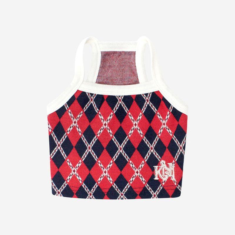 KINIKINI KINI ARGYLE PATTERN CROP TOP-NAVY (Crop Top)