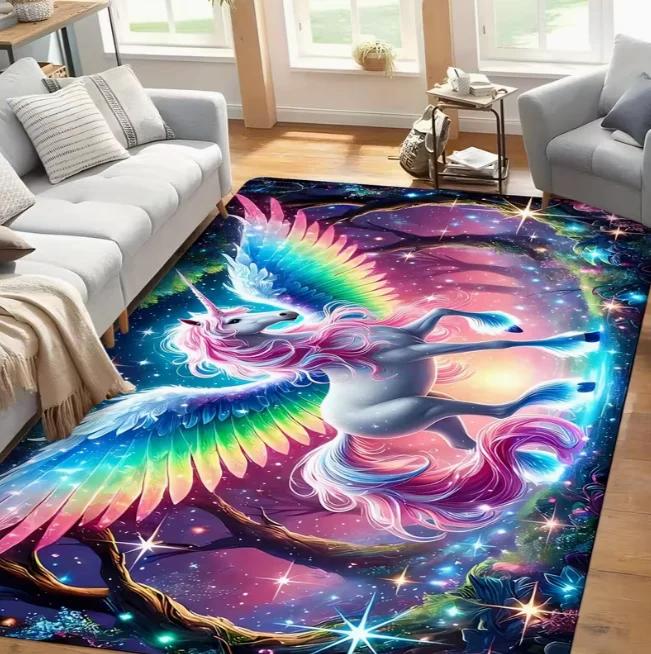 Rainbow Cartoon Horse Carpet Is Perfect for Spring and Summer Decoration Living Rooms Bedrooms Rooms Kitchens Bedroom Home Decor