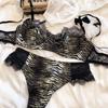 Sexy Leopard Print Women's Underwear French Ultra Thin Lace Bra Set Comfort Underwire Lingerie with High Waist Thongs