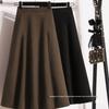 AIOV Hepburn Style A-line Wool Midi Skirt for Women - High Waist, Hip-Covering, Slimming, Large-Swing, Autumn and Winter Collection