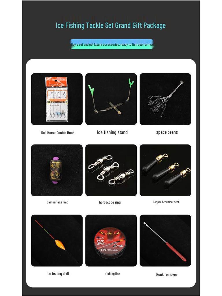 Ice Fishing Rod Set 2023: Winter Carbon Rod with Round and Flat Tips, Mini Size, Straight Handle