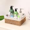 Woven Storage Basket Rural Fabric Weaving Handmade Desktop Storage Basket for Organizing Shelves Bedroom Bathroom