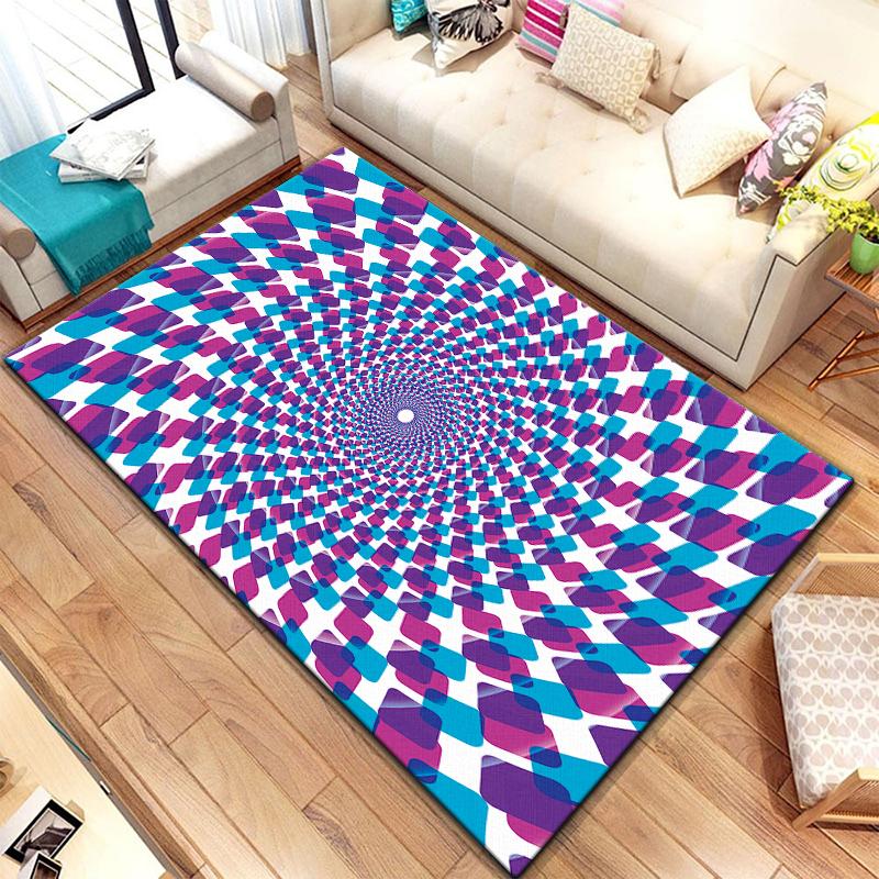 Cheap 3D Vision Stripe Grid Art Printed Carpet Camping Picnic Mats Anti