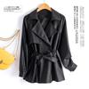 Spring Autumn Women's Strap PU Leather Jacket Fashion Slim Suit Collar Coat Lady Big fur collar Thick Jackets