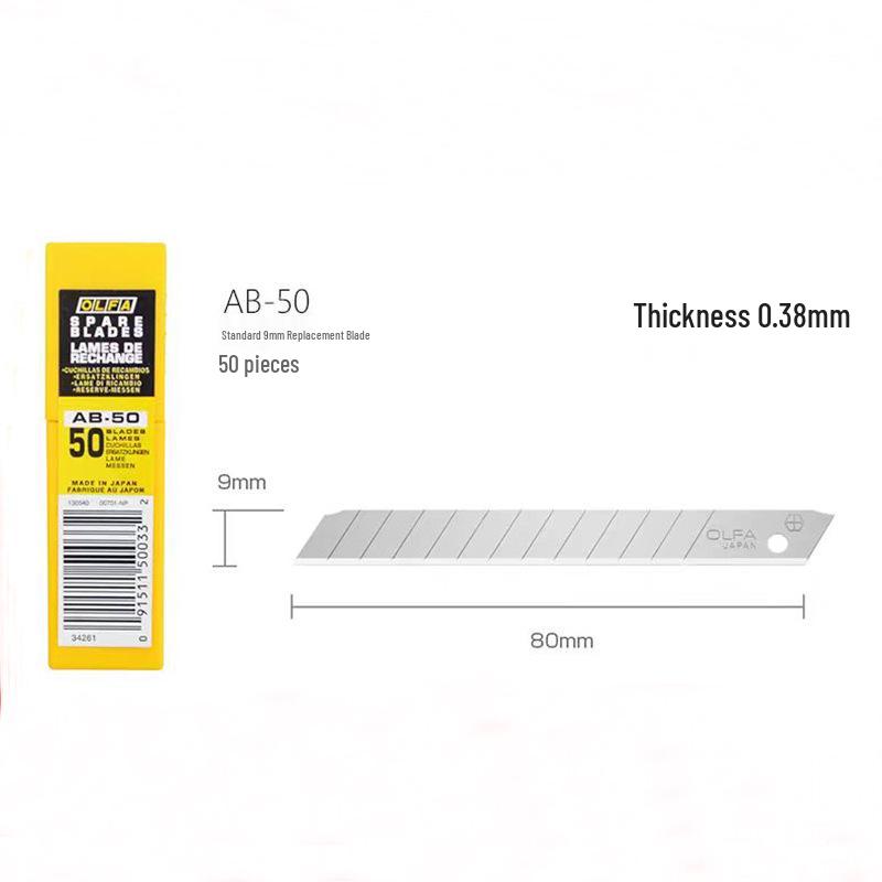 

OLFA 9mm Craft Knife Blades for Wallpaper, Stickers, and Film - 50 Pack