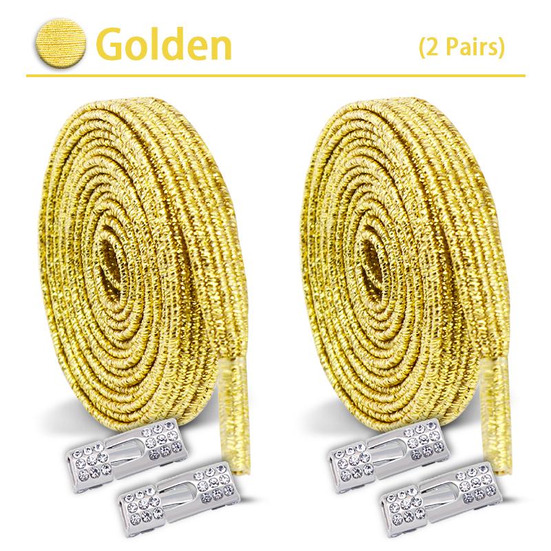 2Set Diamond Lock Shoelaces Without ties Colorful Elastic Laces Sneakers No Tie Shoe laces Glitter Flat Shoelace Shoe Accessorie