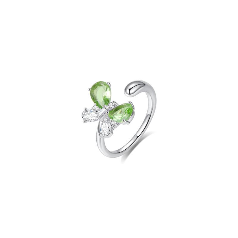 Elegant Adjustable Butterfly Zircon Ring For Women Chic Geometric Design Fashion 2024 Jewelry