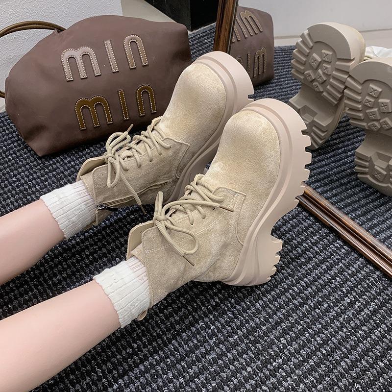 Retro Thick-soled Martin Boots Women's New Autumn Temperament Versatile Short Boots Small Height-increasing Casual Boots