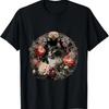 Boho Black Cat Retro Flower Kawaii Vintage Peony Lilac T-Shirt