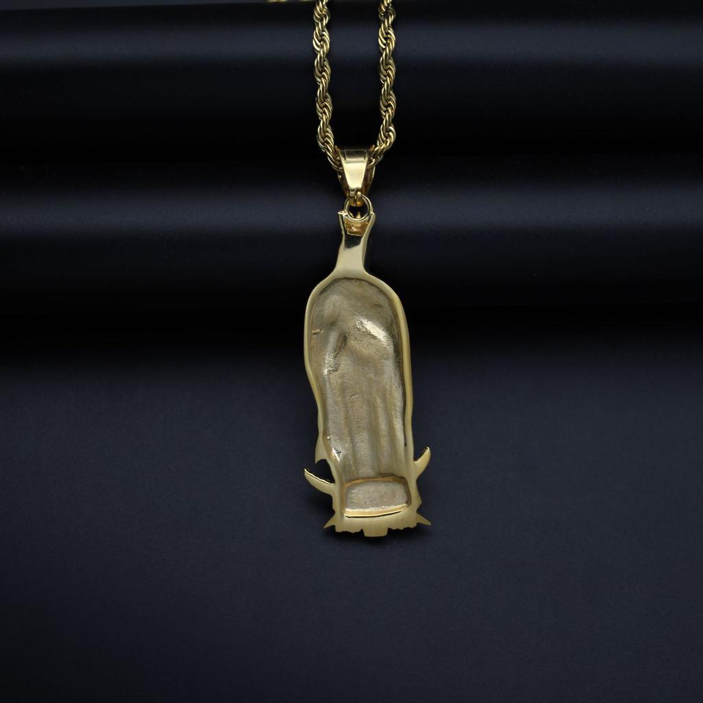 Religious Virgin Mary Pendant Amulet Necklace Stainless Steel Christian Jewelry Rhinestone Prayer for Women Collar