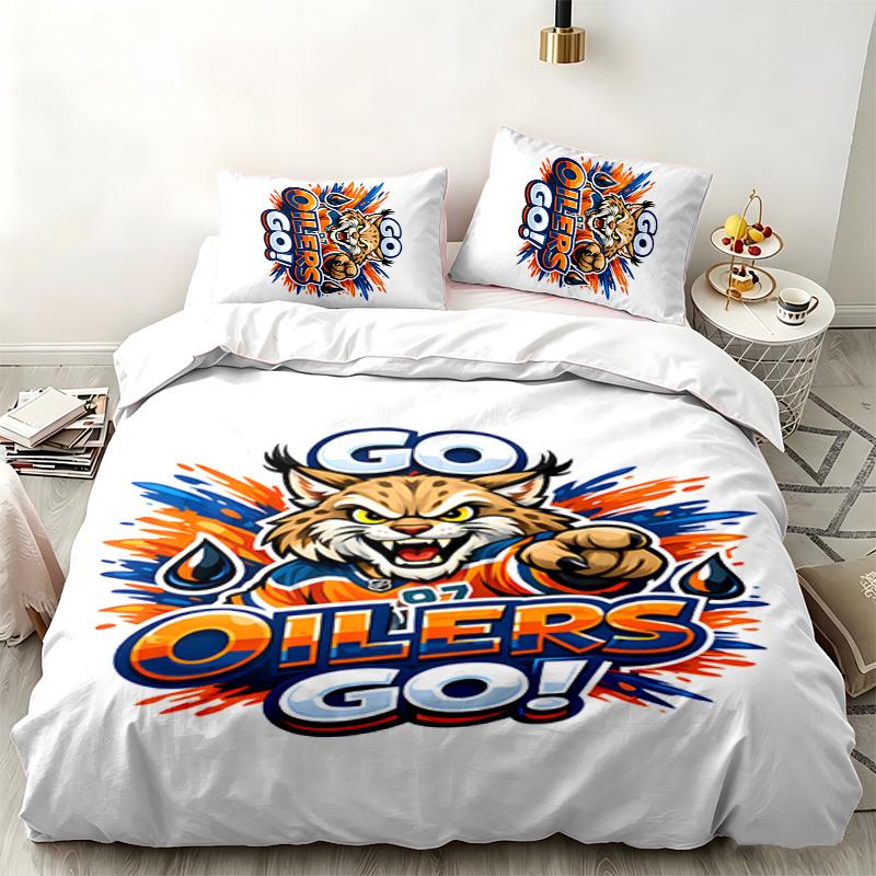Edmonton Oilers 3pc Set Perfect for Bedroom Use Comfortable Bedding Set Includes a Duvet Cover and Two Pillowcases Ideal Birthday or Christmas Gift