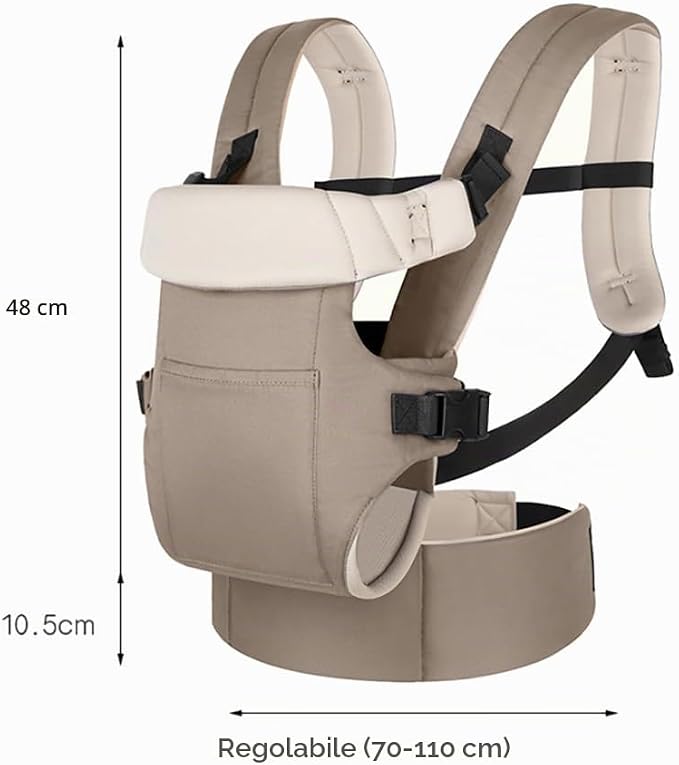 Baby carrier, suitable for babies 0-24 months, with foldable neck protection