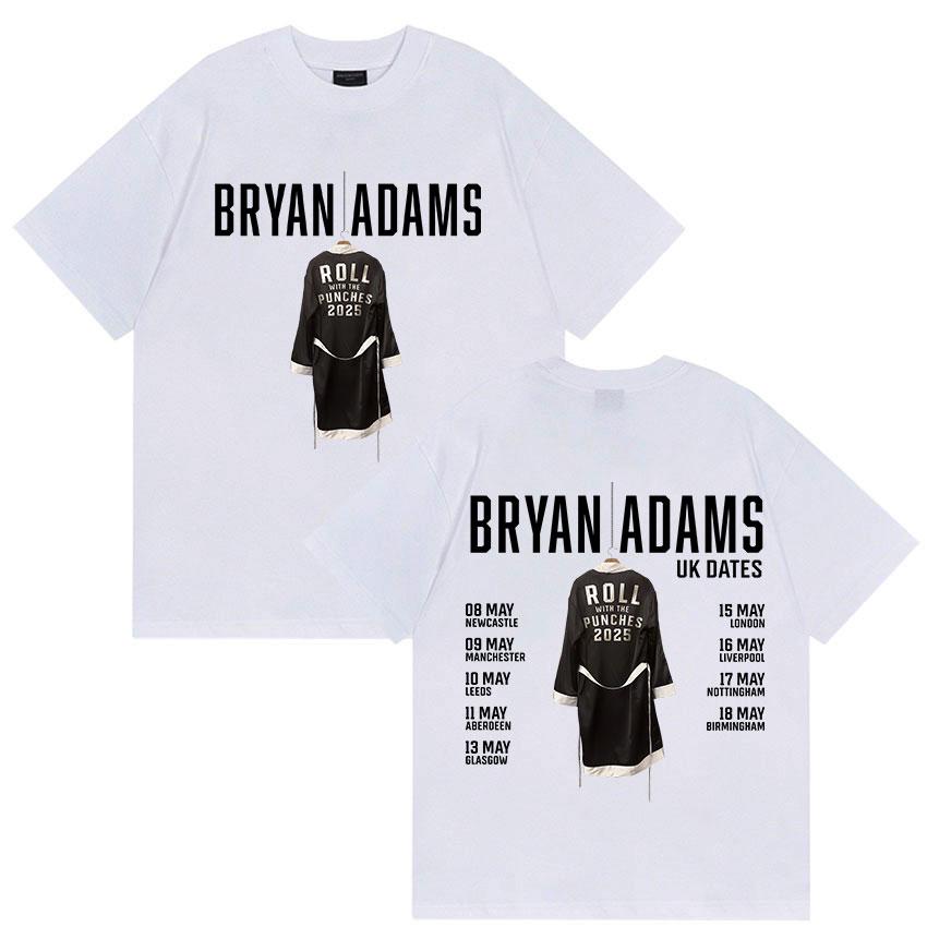 BRYAN ADAMS ROLL WITH THE PUNCHES TOUR 2025 T-Shirts Men Women Vintage High Quality Oversized Cotton T Shirt Fans GiftStreetwear
