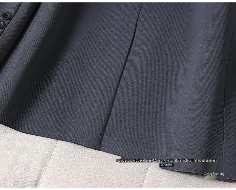 Women's Gray Blazer Jacket and Pants Two-Piece Set for Early Autumn 2025 - Petite Casual Suit