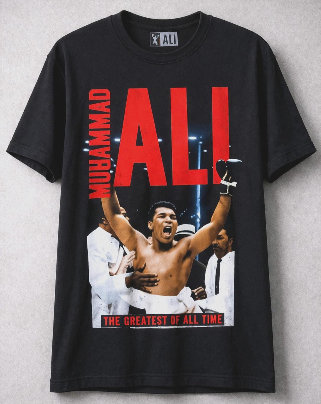 Muhammad Ali Boxing T Mens Large Graphic Black GOAT Tee Unisex T-Shirt XXXXL