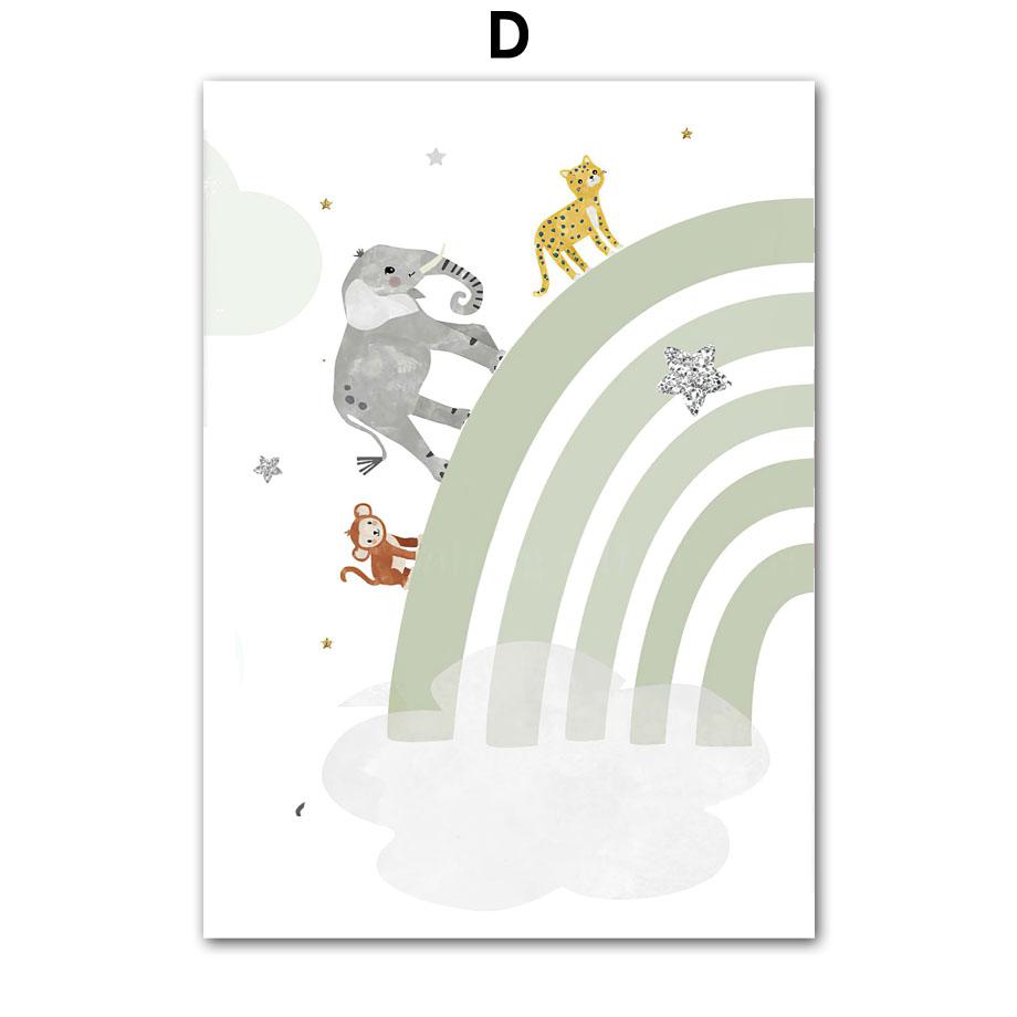 Rainbow Train Lion Giraffe Hot Balloon Nursery Wall Art Canvas Painting Posters And Prints Wall Pictures Baby Kids Room Decor