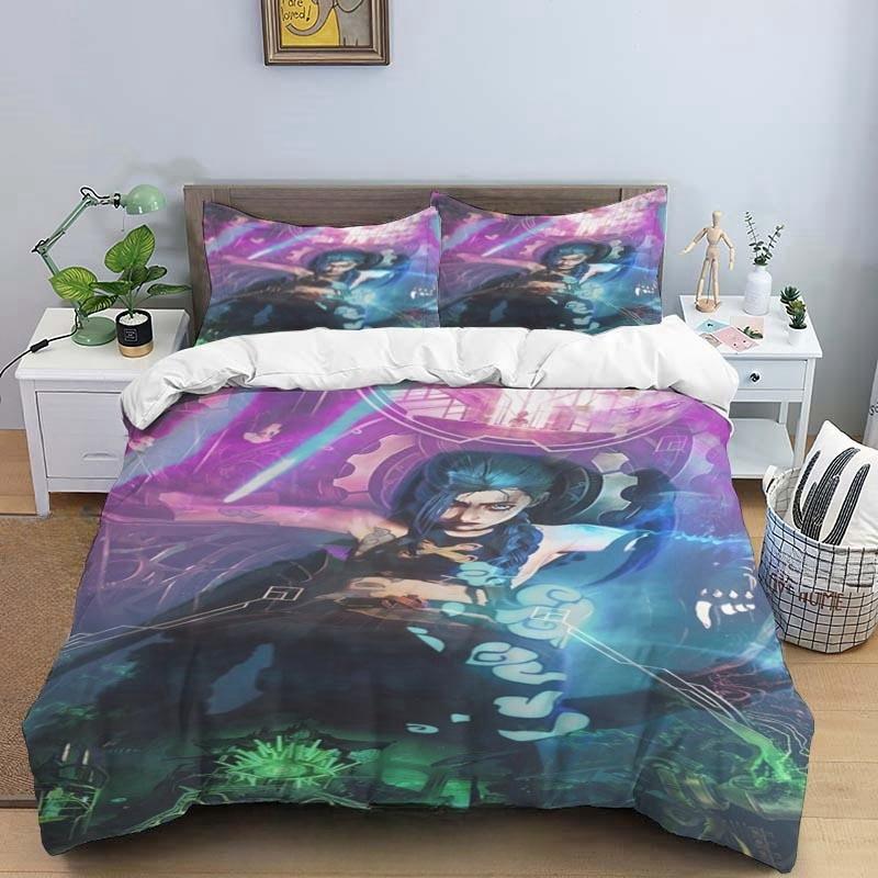 Cartoon Game Jinx Arcane_ League of Legends Bedding Set King Twin Double Child 3 Piece Mircofiber or Polyester Duvet Cover Sets