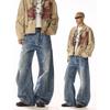 American Vintage Loose Dirty Dyeing Distressed Jeans Men's and Women's Design Sense Niche Cat Whisker Casual Straight Wide-Leg Pants
