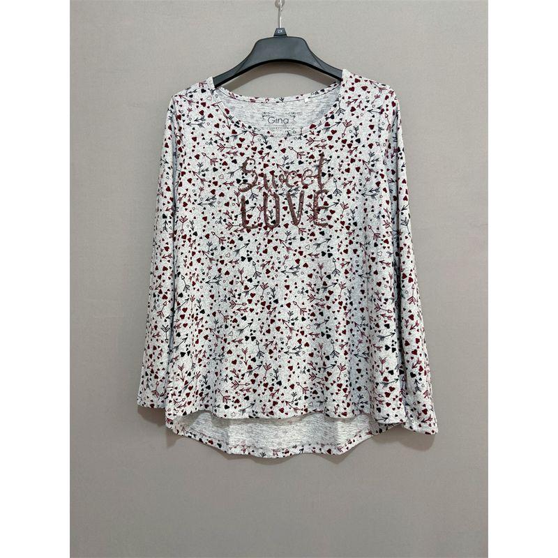 

American Spring Letter T-shirt Long Sleeve Top Sequins Grey 44