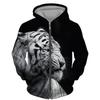 Tiger 3D Print Zip-Up Hoodie Youth Casual Loose Fit Winter Sweatshirt