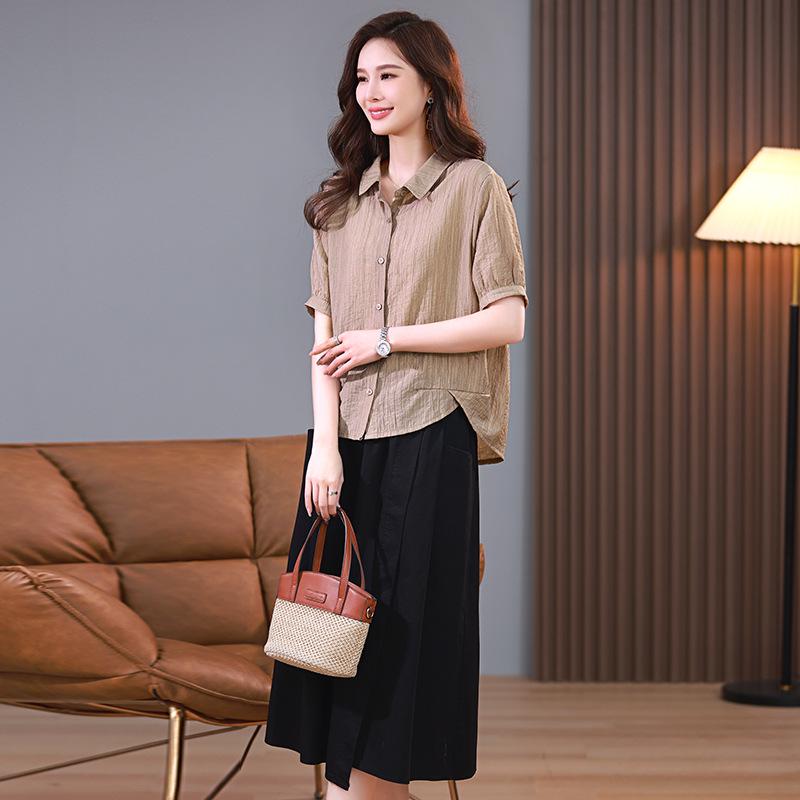 Elegant Petite Tencel Chiffon Top & Midi Skirt Set - Summer 2025