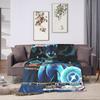 Pokemones Anime Card Lucario   Flannel Blanket Winter  Soft Durable Bedding Throws Outdoor Comfortable Bedspread Sofa Bed Cover