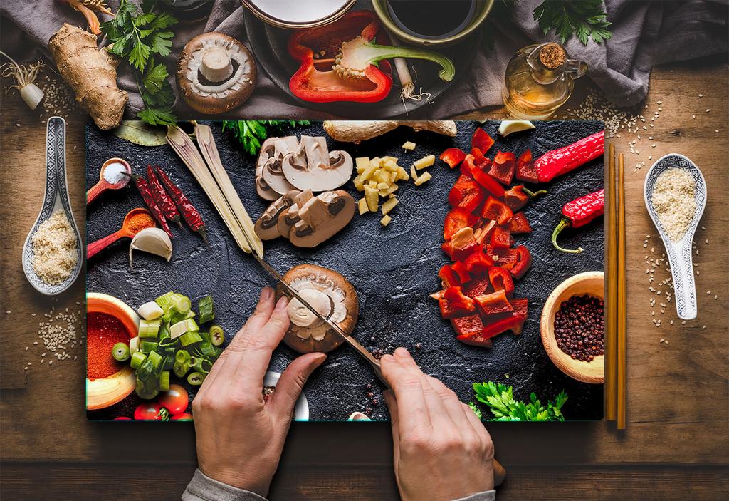 GLASS CUTTING BOARD 52x30 SPICES