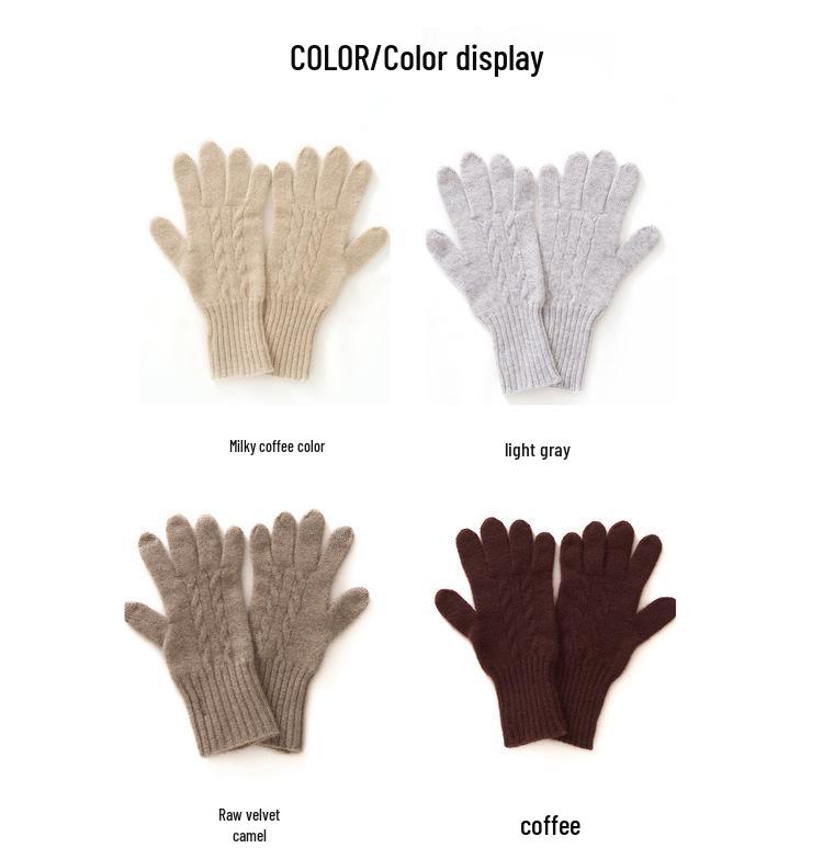 Women's 100% Pure Cashmere Split Finger Winter Gloves - Warm, Thick, Outdoor Five Finger Design