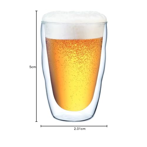 BODUM Pilatus Double-Wall Glass Tumbler, 350ml, Set of 2, Insulates Hot or Cold Drinks, Double-Walled, Heat-Resistant, Microwave, Oven, Dishwasher, an