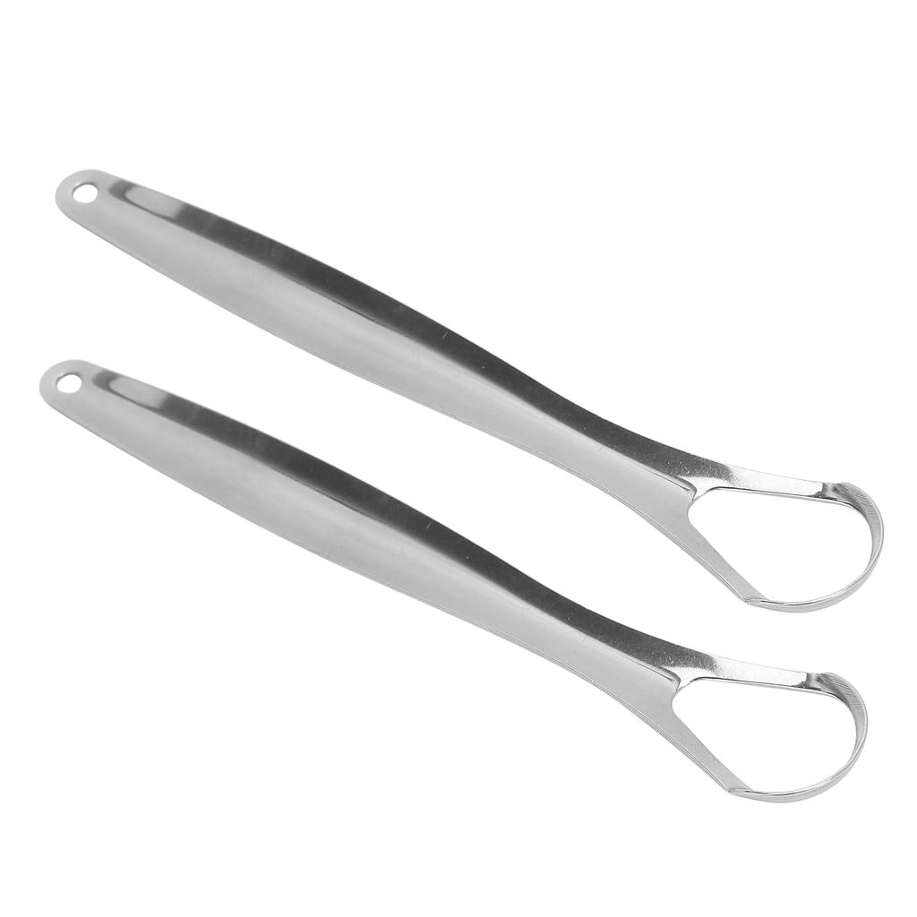 2pcs Adult Tongue Scraper Portable Reusable Stainless Steel Freshen Breath Tongue CleanerL
