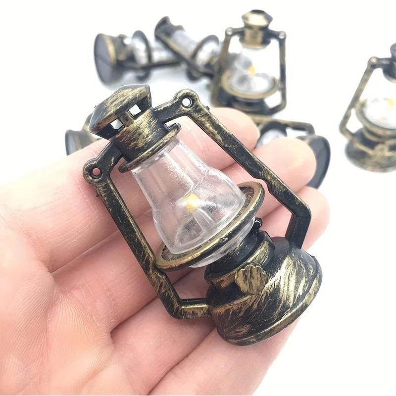 Scale Miniature Oil Lamp Dollhouse Accessories Mini Kerosene Lantern Doll House Decor Scene Ornaments Pretend Play