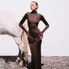 Women's Turtleneck Long Sleeve Maxi Dress Slim High Waist Sexy Solid Tie Front Fall Dress