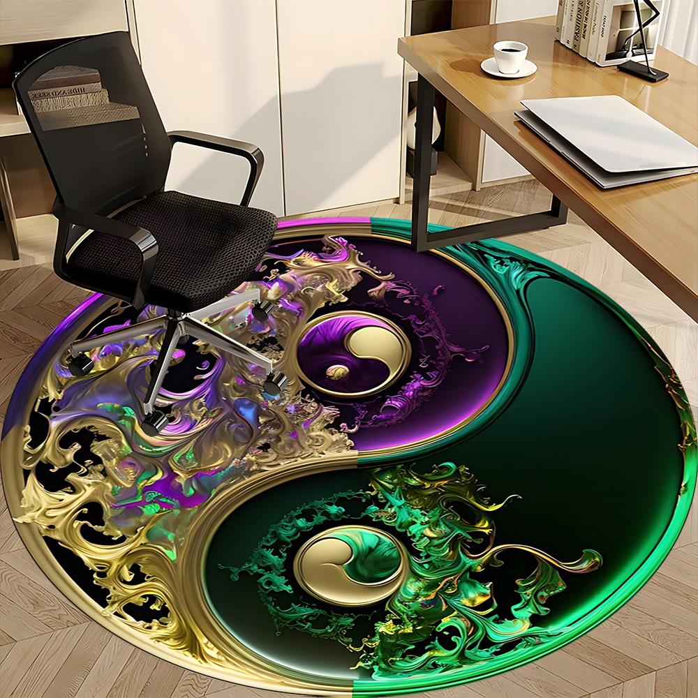 1pc Yin Yang Symbol Chair Carpet for Office, Soft Flannel Throw Mat, Perfect for Office,Holiday Party Decoration Choice yy251113187