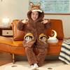 Girls Winter Warm Coral Fleece Pajama Set 3-Layer Quilted Sleepwear Cartoon Animal Print Kid Home Outfit